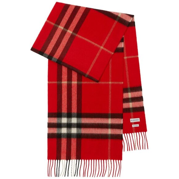 Burberry Giant Check Cashmere Scarf Bright Military Red 168*30cm - Picture 1 of 10